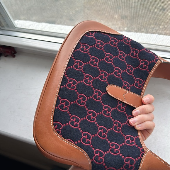 ✨ GUCCI Navy & Burgundy GG Supreme Small 'Jackie 1961' Bag - Picture 9 of 11
